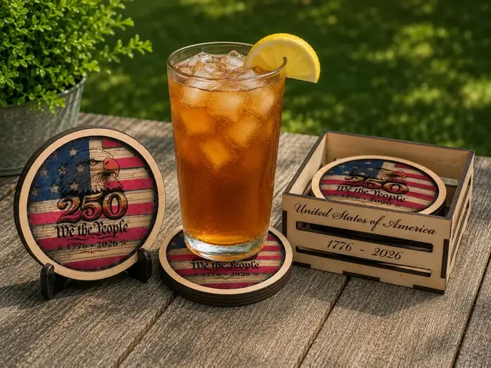 Custom 250 We the People anniversary coaster set made by ClasyCassie Creations