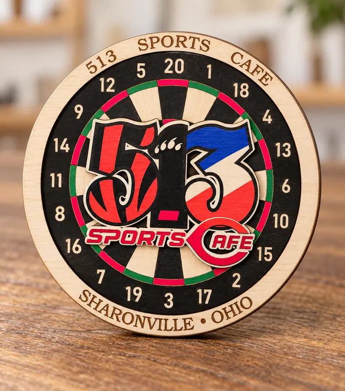 Custom 513 Sports Cafe themed dimensional coaster made by ClasyCassie Creations