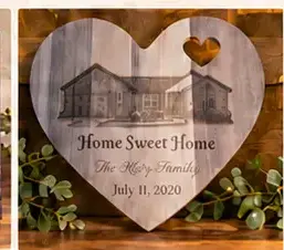 Personalized heart-shaped home artwork made by ClasyCassie Creations