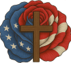 CCC Faith, Family, Freedom rose and cross mark
